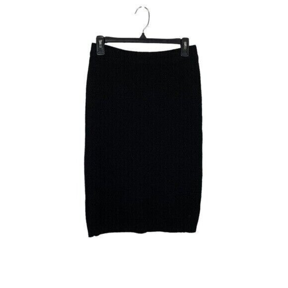 Ann Wi Black Knit Pencil Skirt Vintage Classic Minimalist Stretch Small - Picture 1 of 4
